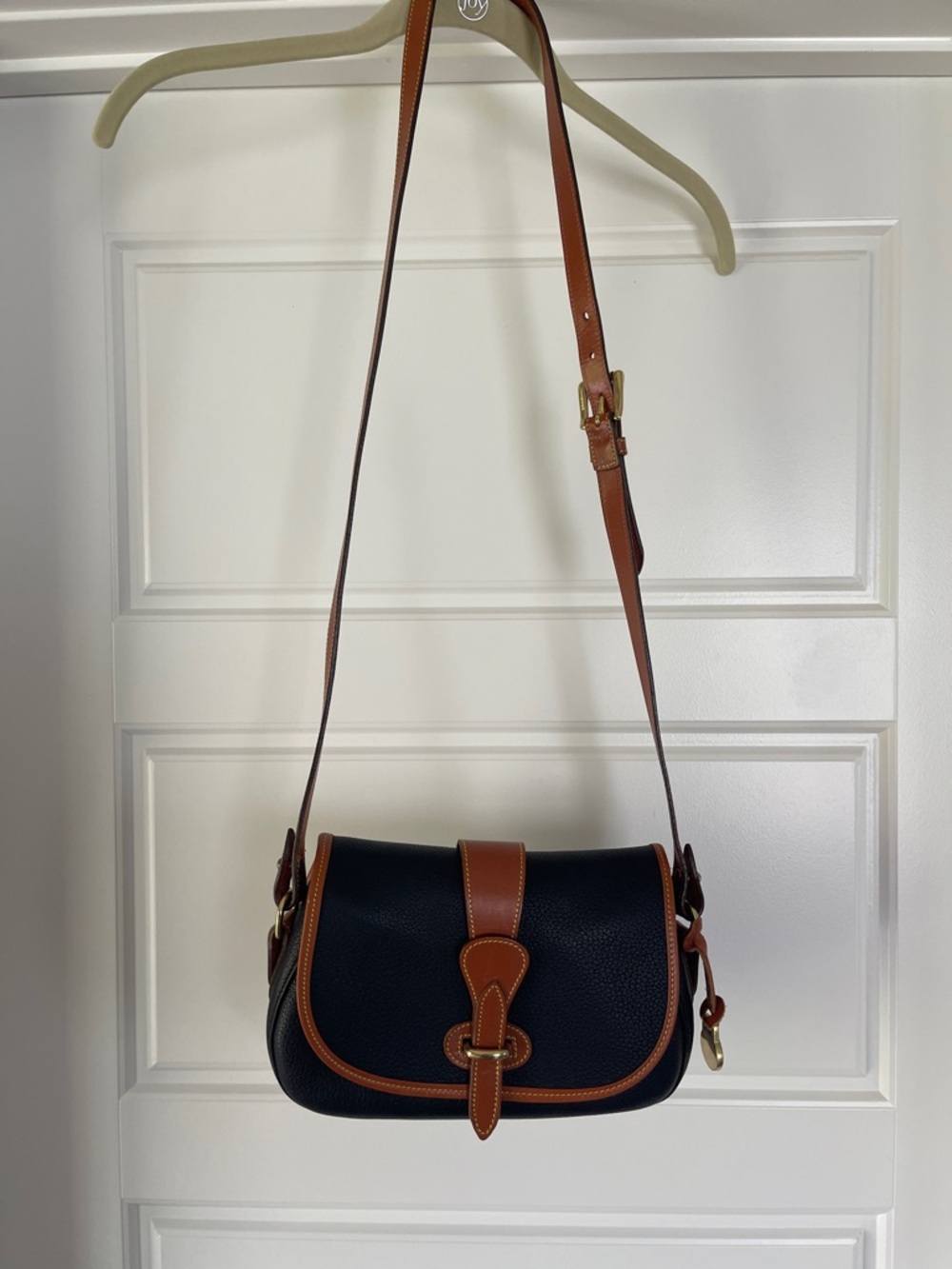 Dooney & Bourke Black Leather Crossbody with Brown Trim